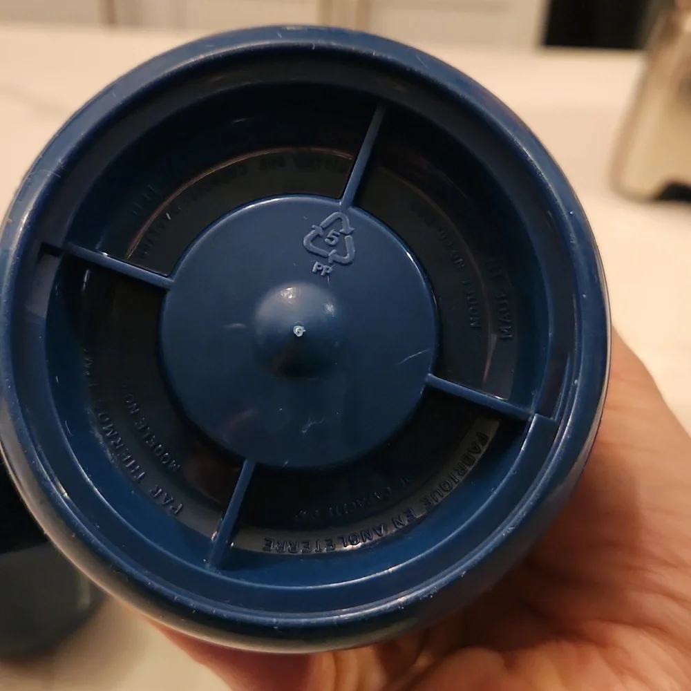 Vtg Blue Plastic 1.0 Liter Hot/Cold Beverage Thermos Limited w/ Handle England - Picture 3 of 5